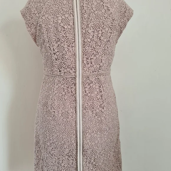 Mint Velvet taupe floral pencil dress size 16 sleeveless pockets - Picture 6 of 9